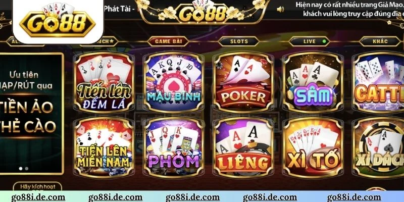 TOP 4 game bài GO88 tỷ lệ thắng cao